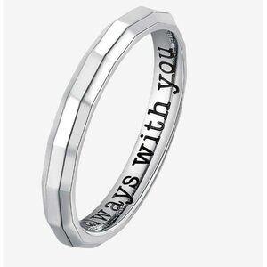 Engraved 316L Broswau Steel Ring "Always With You" Hexagon Band For Women